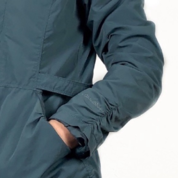 Eddie Bauer Travel Windbreaker Sz M women’s lined blue grey button-up jacket - Picture 5 of 10